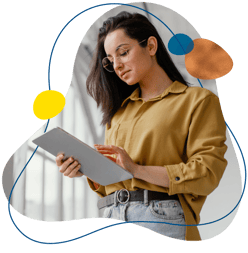 woman business owner on tablet opening a business certificate