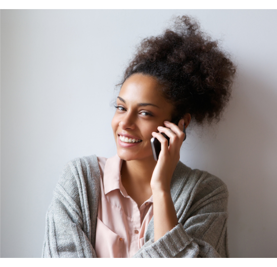 Woman on the phone updating her PIN