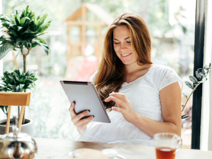 lady on tablet